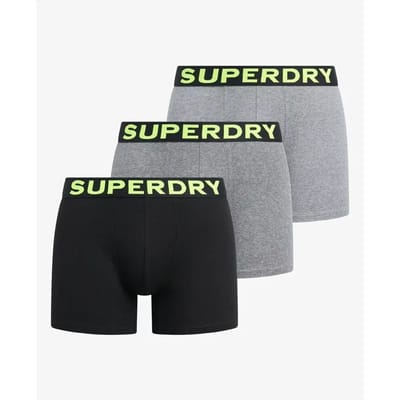 Superdry BOXER TRIPLE PACK Heren Onderbroek - Ath Grey Feeder/Blk Stripe/Blk