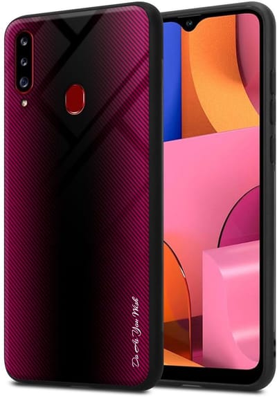 Cadorabo Hoesje geschikt voor Samsung Galaxy A20s in PAARS ROZE - Beschermhoes gemaakt van TPU silicone Case Cover en achterkant van gehard glas