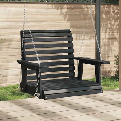 vidaXL - Tuinschommelstoel - met - metalen - kettingen - massief - vurenhout - zwart
