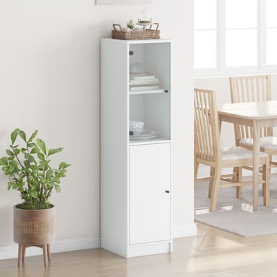 vidaXL - Hoge - kast - met - glazen - deur - 35x37x142 - cm - wit