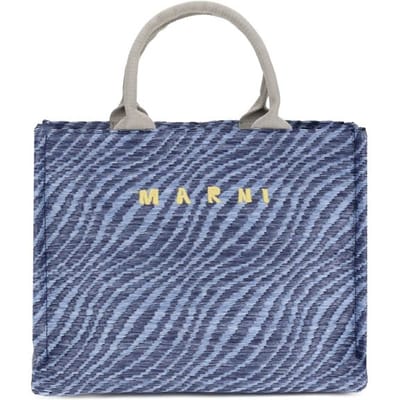 Marni Blauwe Stoffen Schoudertas