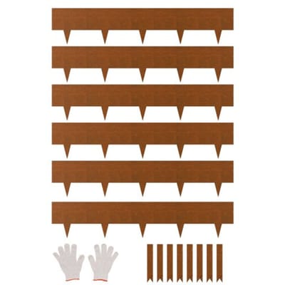 VEVOR Gazonrand, Pak van 6, 1016 x 203,2 mm, Tuinhek, Bedrand, Metalen Landschapsrand, Flexibele Tuinrand, Haaienpunt, Gazonrand voor Bloemperken, Tuinpadverdeler