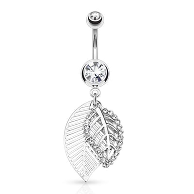 Navelpiercing dubbel blad - zilver - LMPiercings