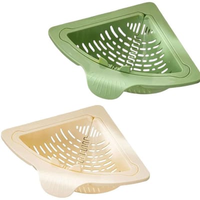 Magnetisch Afdruipmandje voor de Spoelbak Driehoek Groente- en Fruit Afdruipmandje Voedselafval Filter Opvanger Keuken Opbergorganizer 2pcs：white+green