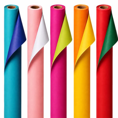 Benza - Cadeaupapier XL – 5 Rollen – 70 cm x 4 meter – 10 Kleuren – Dubbelzijdig geschenkpapier – Inpakpapier assortiment