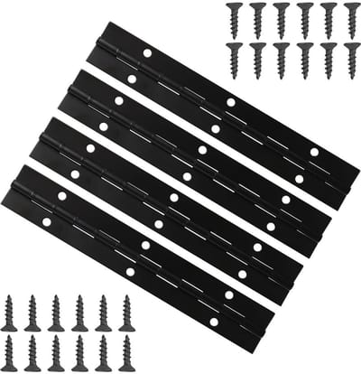 Dailygoods- Piano Scharnier Zwart - 5 Stuks - Roestvrij Staal - Geperforeerd Ontwerp - Voor Deuren/Kasten - Eenvoudige Montage