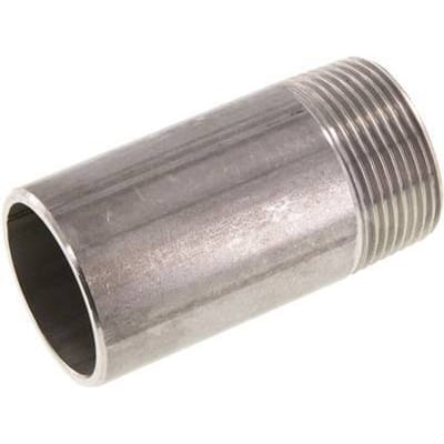 R 1 1/4'' Buitendraad x 42.4mm RVS Pijpnippel met Las uiteinde 20 Bar DIN 2982 - 80mm