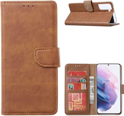 Multimedia & Accessoires PU Lederen Wallet Book Case Hoesje geschikt voor Samsung Galaxy A56 5G – Lichtbruin - Portemonnee – Met Stand – Kaarthouder – Pasjes Houder – Magneet Sluiting – Bookcase