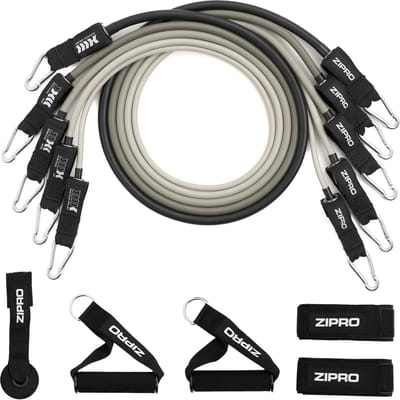 Zipro® Set Reistance Tubes met accessoires - 11 elementen - Expander tubes - Resistance Band Set - Gymnastiekbanden, Trainingsbanden - Geschikt voor Fitness, CrossFit & Functional Training - Sport Gewichten voor Thuis