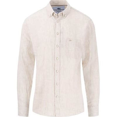 Fynch-Hatton Overhemd Linnen Fine Stripe Button-Down Zand / male