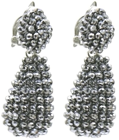 Oorbellen Druppel - Oorclips - 5 cm - Grijs
