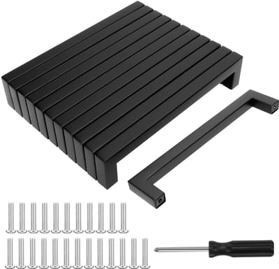 Dailygoods- Keukenhandgrepen Zwart - Deurklinken voor Binnen - Deurklinken met Schild - Roestvrij Stalen Handgrepen - 160mm Bevestigingsafstand - Eenvoudige Installatie