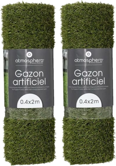 Kunstgras/grastapijt - 2x - groen - 40 x 200 cm - Ondergrond voor speelgoed of tuinmeubilair - buiten/binnen