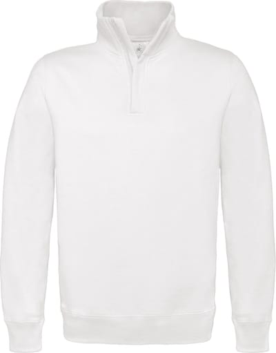 B&C Heren ID.004 1/4 Ritssweatshirt (Wit)