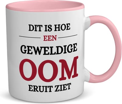 Akyol - meest geweldige oom koffiemok - theemok - roze - Oom - een oom - verjaardagscadeau - cadeau voor oom - kado - 350 ML inhoud