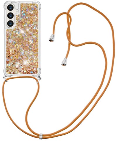 Coverup Hoesje - Geschikt voor Samsung Galaxy S26 Plus Hoesje - Coverup Liquid Glitter Back Cover met Koord - Goud
