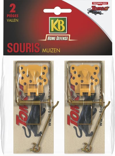 KB Home Defense - Houten Muizenval 2 stuks - Klassiek model - Voor binnen en buiten - Muizenklem - Muizenbestrijding