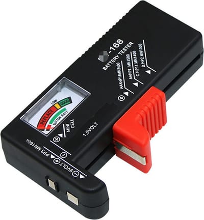 Batterij Tester Analoog - Batterijen Meter - Accutester - Voor AA, AAA, 9V blok, Knoopcellen - Zwart
