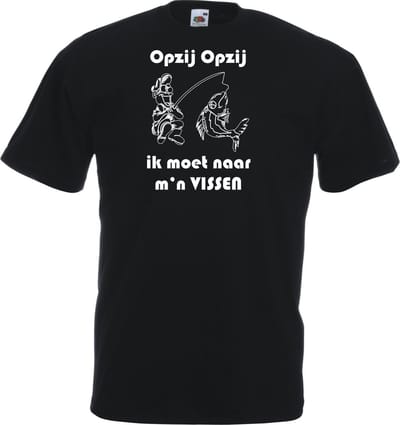 Mijncadeautje - Unisex T-shirt - Opzij Opzij ik moet naar m'n VISSEN - zwart - maat XXL