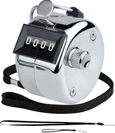 Mechanische Teller - Hand Clicker - Rondes Tellen - 4-Cijferig Display - Compact Formaat - Zilver