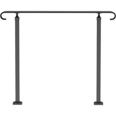 Main courante en fer forgé, Convient pour 2 ou 3 marches Garde-corps d'escalier extérieur, Main courante réglable pour porche avant, Main courantes transitionnelles noires pour marches en béton