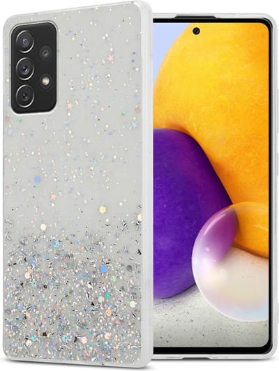 Cadorabo Hoesje geschikt voor Samsung Galaxy A72 4G / 5G in Transparant met Glitter - Beschermhoes van flexibel TPU silicone met fonkelende glitters Case Cover Etui