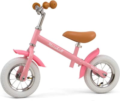 Kinderloopfiets Marshall Air - Loopfiets Leerfiets - Evenwicht Leren - In hoogte verstelbaar - 10 inch banden - Roze