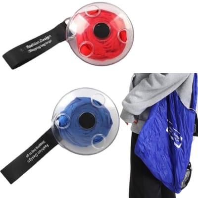 2 stuks - opvouwbare boodschappentas - Herbruikbare boodschappentas - Draagbare opvouwbare tas - Rolt op om ruimte te besparen - 5 liter - Rood en blauw - 9 x 9 cm - Geschikt voor boodschappen, buitenactiviteiten, wandelen met de hond, picknicks