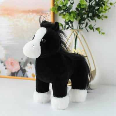 20-23cm 8Inch Cartoon Paard Pluche Beestjes Schattige Pony Knuffel Wit Zwart Fijn Paard Zachte Pop Jongen Meisje Cadeau gray