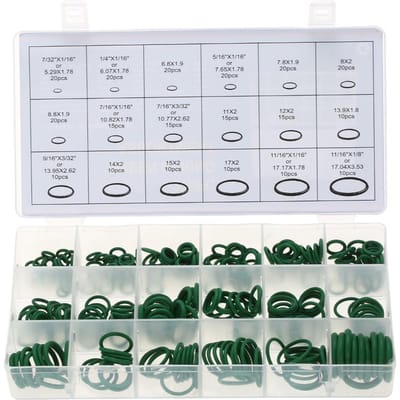 270 stuks Assortimentskit Auto HNBR AC Systeem Airconditioning O-ring Afdichtingsset Gereedschap groen