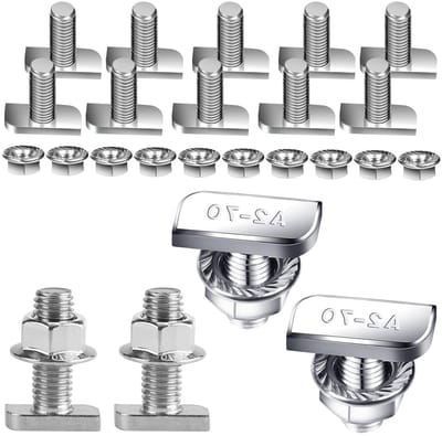 Roestvrijstalen Hammer Head Schroeven met Flensmoeren - M8 x 20mm, Set van 10 voor PV Zonnepaneel Montage Rails