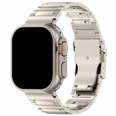 Titanium bandje - geschikt voor Apple Watch series 1/2/3/4/5/6/7/8/9/10/11/ SE (1,2,3) / Ultra (1,2,3) met maat 44 mm / 45 mm / 46 mm / 49 mm - luxe schakelband - titanium