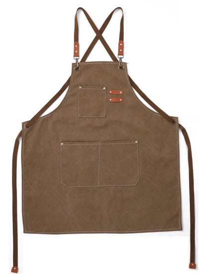 Canvas Schort voor Heren - Canvas Schort - 3 Zakken - Waterdicht - Verstelbaar - Keukenschort voor dames en heren - Schort voor Barbecue, Restaurant, Tuin, Timmerman - Simpel verstelbaar - bruin - 76 x 68 cmcm