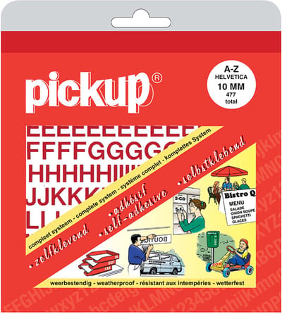 Pickup plakletters boekje Helvetica rood - 10 mm