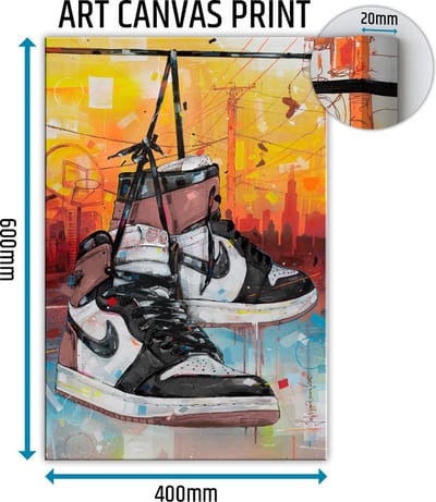 Sneaker canvas powerlines rust pink 40x60 cm