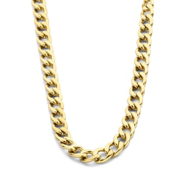 MIASOPHIA 4-MS22001 Stalen Gourmette Ketting - 45cm - 9.5mm Breed - Staal - Goudkleurige plating