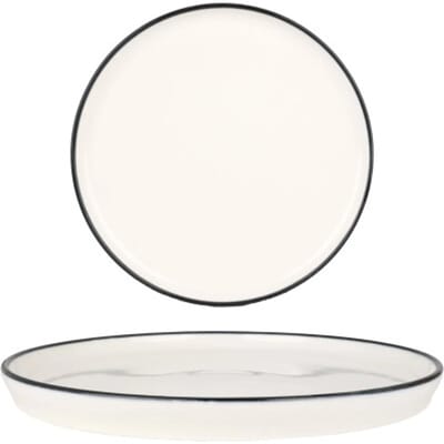 Rinart Dinerbord - Black Edge - Porselein - 28 cm - set van 6
