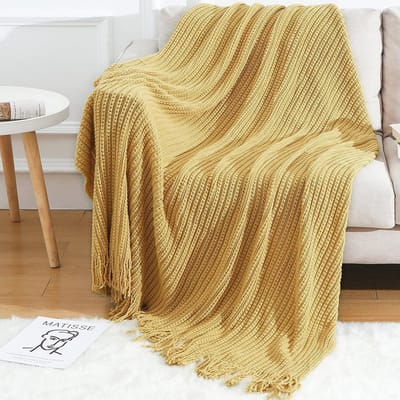 Zachte gebreide plaid deken met franjes voor thuisdecoratie