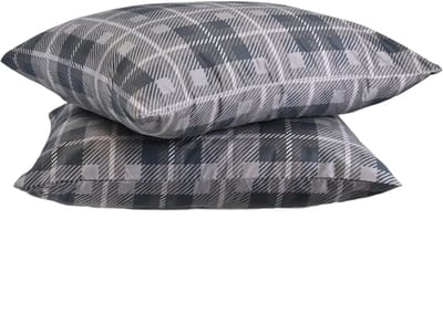 HappyBed Kussenslopen Grey tartan 80x80 cm - Kussensloop set 2 stuks - 100% Microvezel - Ultieme slaapcomfort