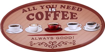 Wandbord - Coffee - Metalen wandbord - Mancave - Mancave decoratie - Metalen borden - Metal sign - Bar decoratie - Tekst bord - Wandborden – Bar - Wand Decoratie - Metalen bord - UV bestendig - 45