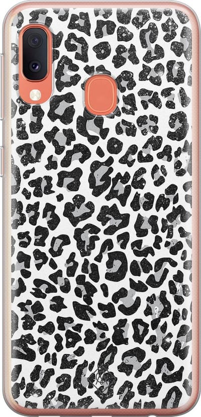 Casimoda® hoesje - Geschikt voor Samsung A20e - Luipaard Grijs - Backcover - Siliconen/TPU - Roze