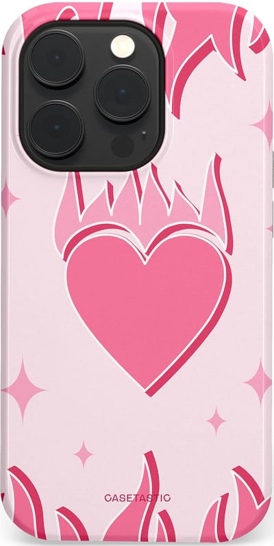 Casetastic Hoesje Geschikt voor Apple iPhone 14 Pro Magsafe - Stijlvolle Beschermende Duo-layer Case - Hartenvuur