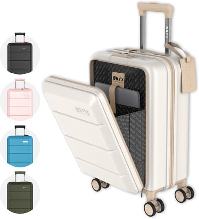 ONYX Handbagage Koffer 35 Liter - Spinner wielen - Lichtgewicht Trolley - Reiskoffer met Dubbel TSA Slot - Handig voorvak - 55 cm - Beige