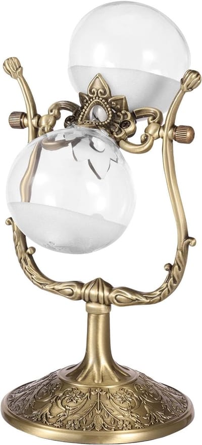 Zandloper 30 Minuten - Zandtimer Decoratie - Nauwkeurig Tijdmeting - 360 Graden Draaibaar - 22 Centimeter Hoog - Bronzen Frame