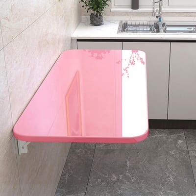 Wandtafel Klapbaar - Opklapbaar Bureau - Ruimte Besparen - Sterke Draagkracht - 80x50cm - Roze