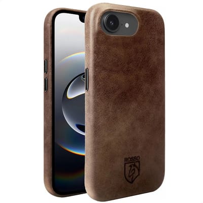Rosso Elite Hoesje Geschikt voor Apple iPhone 17e / 16e | Compatibel met MagSafe / Qi2 | Echt Leer Back Cover | Beschermhoes | Bruin