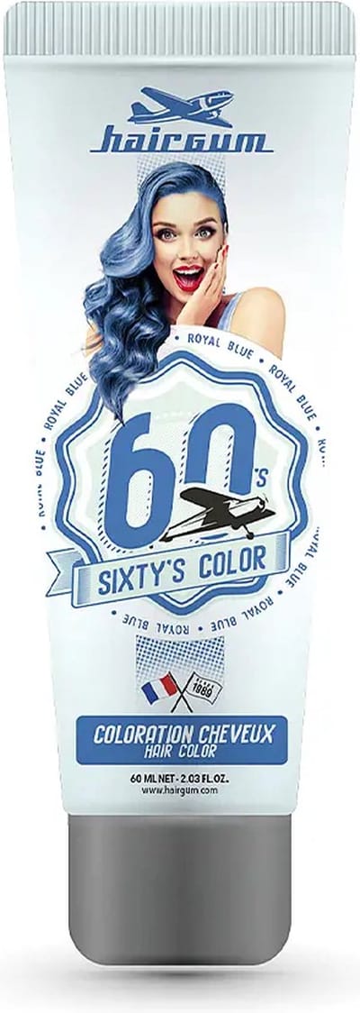 Semi-permanente kleurstof Hairgum Sixty's Color royal blue (60 ml)