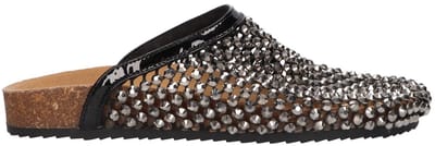 La Strada Slipper Met Steentjes Zwart Zilver Textiel - Damesschoenen - Maat - 39