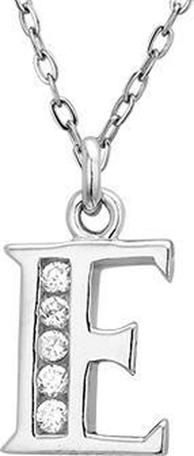 Montebello Ketting Letter E - 925 Zilver Gerhodineerd - Alfabet - 10x20mm