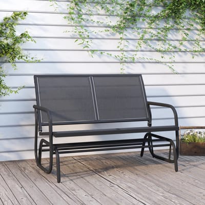 vidaXL - Schuifbank - tuin - 120,5x76x86,5 - cm - textielfolie - en - staal - zwart